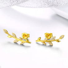 Load image into Gallery viewer, 925 Sterling Silver Earrings with Gold Plating and CZ - 0.9x2.5cm for Women