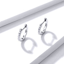 Load image into Gallery viewer, 925 Sterling Silver 1.3cm Pavé Set CZ Earrings