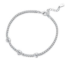 Load image into Gallery viewer, 925 Sterling Silver & Pavé Setting CZ Bracelet with White Gold Plating for Women