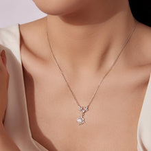 Load image into Gallery viewer, 925 Sterling Silver Moissanite Pendant Necklace with Pavé Setting in White Gold - 40+5cm for Women