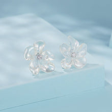 Load image into Gallery viewer, 925 Sterling Silver Earrings with Pavé Setting CZ and Resin, 2.5x2.1cm for Women