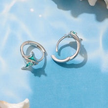 Load image into Gallery viewer, 925 Sterling Silver Earrings with Transparent Glass, Enamel, White Gold Plated, 1.3x1.5cm for Women