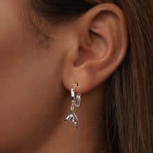 Load image into Gallery viewer, 925 Sterling Silver Earrings with Nano Opal Stone and CZ in White Gold Finish