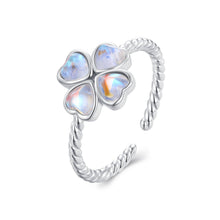 Load image into Gallery viewer, 925 Sterling Silver Moonstone Clover Ring for Women