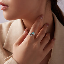 Load image into Gallery viewer, 925 Sterling Silver Ring with Synthetic Turquoise in Oxidized Finish for Women