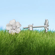 Load image into Gallery viewer, 925 Sterling Silver Earrings with Pavé Setting CZ and White Gold Plating, 0.8cm for Women