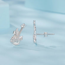 Load image into Gallery viewer, 925 Sterling Silver Earrings for Women with White Gold Plating, Size 1.5x0.6cm