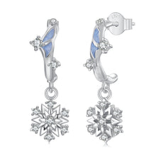 Load image into Gallery viewer, 925 Sterling Silver Earrings with Plated White Gold, 2.2*0.7cm, Enamel + Pavé Setting for Women