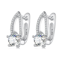 Load image into Gallery viewer, 925 Sterling Silver Earrings with CZ Pavé Setting, 1.4*0.62cm for Women