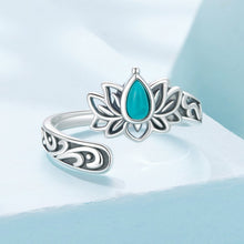 Load image into Gallery viewer, 925 Sterling Silver Ring with Synthetic Turquoise in Oxidized Finish for Women