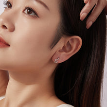 Load image into Gallery viewer, 925 Sterling Silver Hoop Earrings with White Gold Plating and CZ Stones