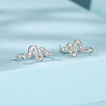 Load image into Gallery viewer, 925 Sterling Silver Earrings with Pavé Setting and White Gold Plating for Women