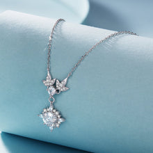 Load image into Gallery viewer, 925 Sterling Silver Moissanite Pendant Necklace with Pavé Setting in White Gold - 40+5cm for Women