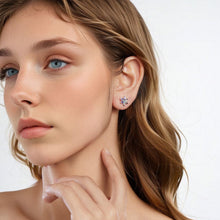 Load image into Gallery viewer, 925 Sterling Silver Earrings with Enamel and Transparent Glass for Women