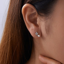 Load image into Gallery viewer, 925 Sterling Silver 0.20 Carat Moissanite Earrings with Synthetic Pearl for Women