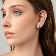 Load image into Gallery viewer, 925 Sterling Silver Earrings with Pavé Setting CZ in Oxidized Finish for Women