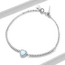 Load image into Gallery viewer, 925 Sterling Silver Adjustable Bracelet with Translucent Opal and CZ for Women