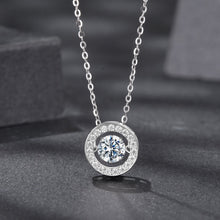 Load image into Gallery viewer, 925 Sterling Silver Moissanite Pendant Necklace for Women - 40+5cm, White Gold Plated, Elegant Jewelry