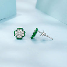 Load image into Gallery viewer, 925 Sterling Silver Earrings with Pavé Set CZ & White Gold Plating, 0.75cm for Women