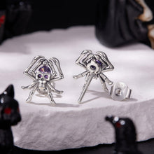 Load image into Gallery viewer, 925 Sterling Silver Earrings with Pavé Setting CZ, 1.1 x 1.0 cm, Oxidized Finish for Women