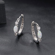 Load image into Gallery viewer, 925 Sterling Silver Moissanite and Opal White Gold Plated Earrings for Women