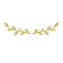 Load image into Gallery viewer, 925 Sterling Silver Earrings with Gold Plating and CZ - 0.9x2.5cm for Women