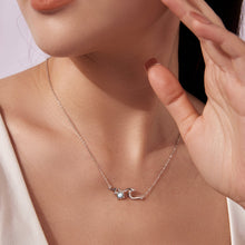 Load image into Gallery viewer, 925 Sterling Silver Necklace with Sea Stone and Pavé CZ, 40+5cm, Plated White Gold for Women