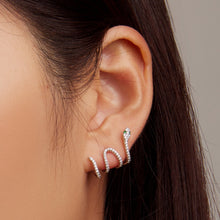 Load image into Gallery viewer, 925 Sterling Silver Earrings with Plated Platinum and Pavé Setting CZ, 1.5x2.2cm for Women