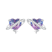 Load image into Gallery viewer, 925 Sterling Silver Earrings with CZ and Transparent Glass in White Gold Plating for Women
