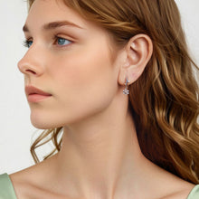 Load image into Gallery viewer, 925 Sterling Silver Earrings with Plated White Gold, 2.2*0.7cm, Enamel + Pavé Setting for Women