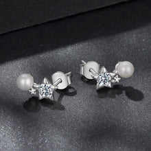 Load image into Gallery viewer, 925 Sterling Silver 0.20 Carat Moissanite Earrings with Synthetic Pearl for Women