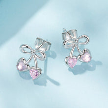Load image into Gallery viewer, 925 Sterling Silver Earrings with Pavé Setting CZ and Transparent Glass for Women