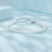 Load image into Gallery viewer, 925 Sterling Silver White Gold Plated Shell Pearl Bracelet 16+6cm for Women