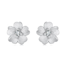 Load image into Gallery viewer, 925 Sterling Silver Earrings with Pavé Setting CZ and White Gold Plating, 0.8cm for Women