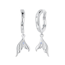 Load image into Gallery viewer, 925 Sterling Silver Earrings with Nano Opal Stone and CZ in White Gold Finish