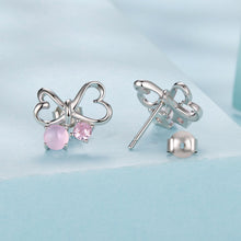 Load image into Gallery viewer, 925 Sterling Silver Earrings with Pavé Setting CZ and Transparent Glass for Women