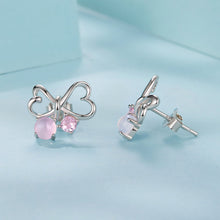 Load image into Gallery viewer, 925 Sterling Silver Earrings with Pavé Setting CZ and Transparent Glass for Women