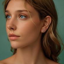 Load image into Gallery viewer, 925 Sterling Silver Earrings with Pavé Setting CZ in White Gold Finish, 1x0.7cm for Women
