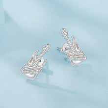 Load image into Gallery viewer, 925 Sterling Silver Earrings for Women with White Gold Plating, Size 1.5x0.6cm