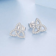 Load image into Gallery viewer, 925 Sterling Silver White Gold Plated Pavé CZ Earrings