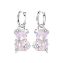 Load image into Gallery viewer, 925 Sterling Silver Earrings with Pavé Setting CZ and Resin - 2.8 x 1.1 cm - Women's Fashion