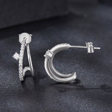 Load image into Gallery viewer, 925 Sterling Silver Moissanite Earrings for Women - 1.4x0.5cm, Pavé Setting