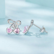 Load image into Gallery viewer, 925 Sterling Silver Earrings with Pavé Setting CZ and Transparent Glass for Women