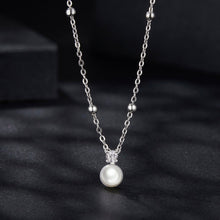 Load image into Gallery viewer, 925 Sterling Silver Moissanite and Freshwater Pearl Necklace 40+5cm for Women