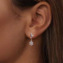 Load image into Gallery viewer, 925 Sterling Silver Earrings with Plated White Gold, 2.2*0.7cm, Enamel + Pavé Setting for Women