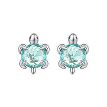 Load image into Gallery viewer, 925 Sterling Silver Earrings with Transparent Glass and Oxidized Finish for Women