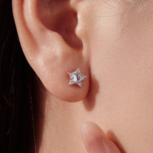 Load image into Gallery viewer, 925 Sterling Silver White Gold Plated Moonstone & CZ Earrings