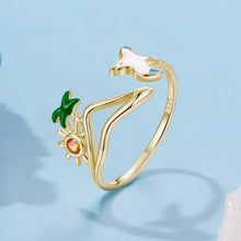 Load image into Gallery viewer, 925 Sterling Silver Enamel Pavé Setting CZ Gold Plated Ring for Women
