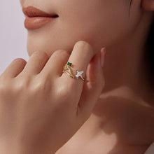 Load image into Gallery viewer, 925 Sterling Silver Enamel Pavé Setting CZ Gold Plated Ring for Women