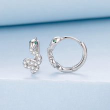 Load image into Gallery viewer, 925 Sterling Silver Hoop Earrings with White Gold Plating and CZ Stones